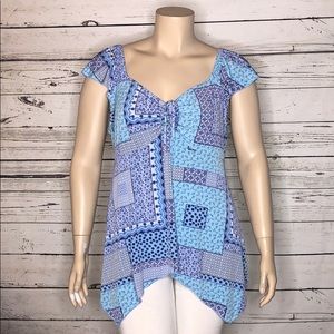 Venezia Lane Bryant 22/24 Patchwork Peasant Blouse